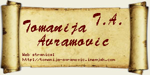 Tomanija Avramović vizit kartica